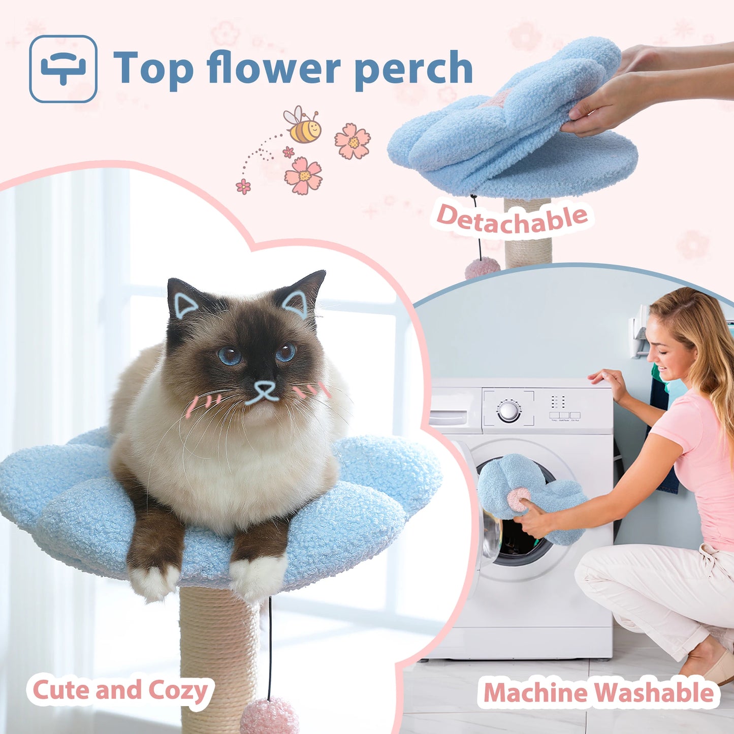 Flower Cat Tree with Hammock